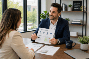 Cinco Ranch SEO Company meeting with local business owner to plan SEO growth strategies