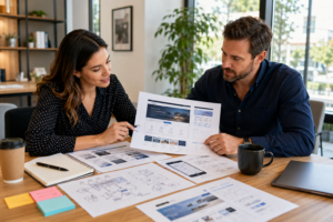 Cinco Ranch Web Design Company meeting with a local business owner to improve website user experience and conversion strategy